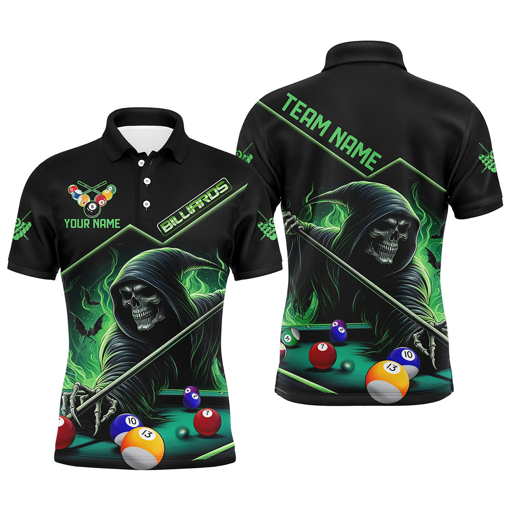 Blisscorners Funny Green Death Skeleton Play Pool Custom 3D Printed Billiard Shirts For Men Billiard Jerseys