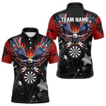Blisscorners Personalized Fire American Flag Eagle Darts Shirts For Men Custom Pride Patriotic Dart Jerseys
