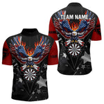 Blisscorners Personalized Fire American Flag Eagle Darts Shirts For Men Custom Pride Patriotic Dart Jerseys