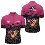 Blisscorners Personalized Pink Pool Balls Crack Pattern Men Billiard Shirts Custom Billiard Jerseys For Team