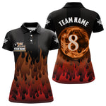 Blisscorners Red And Orange Flaming 8 Ball Pool Men Billiard Polo & 1/4 Zip Custom Pool Team Player Jersey LM2206