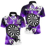 Blisscorners Lightning Grunge Dartboard Custom 3D Printed Darts Shirts For Men, Darts Team Jerseys |Purple LM103