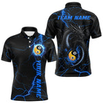 Blisscorners Black And Blue Yin Yang 8 & 9 Ball Lightning Custom Dragon Billiard Shirt For Men, Pool Team Jersey MT1007