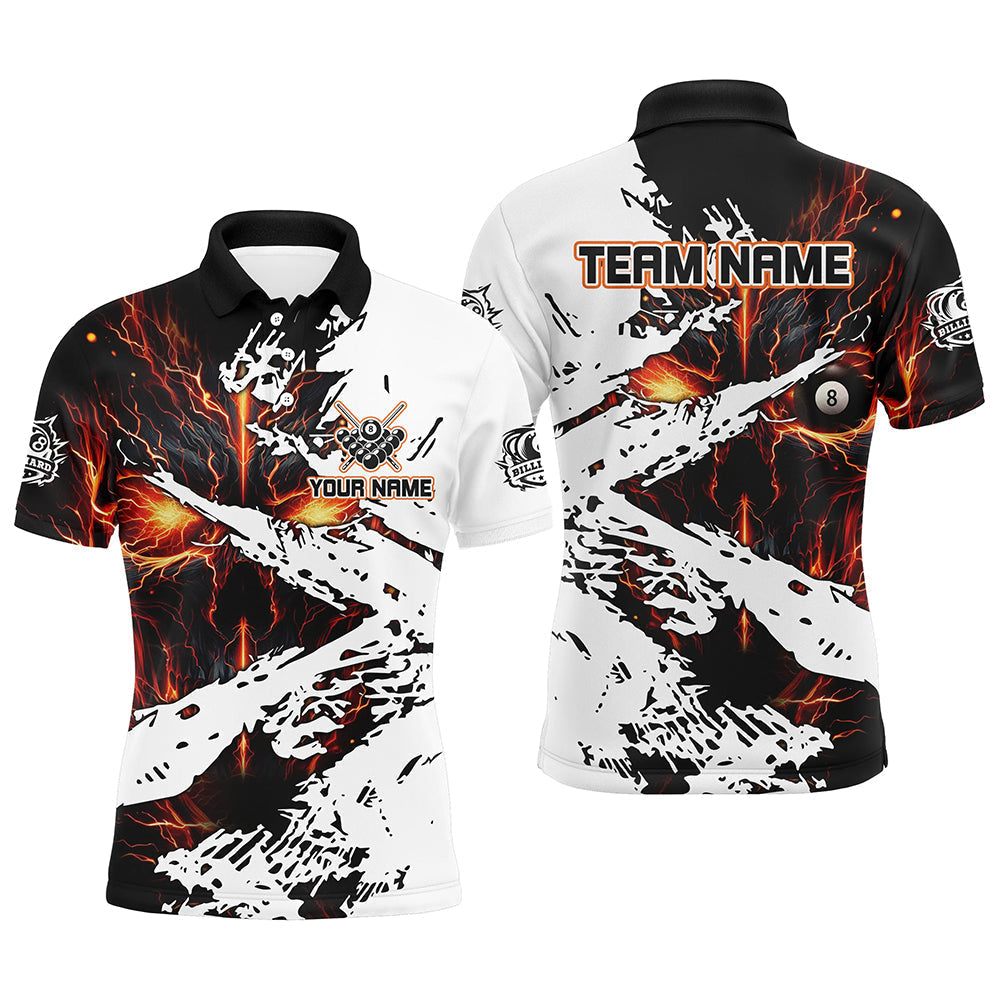 Blisscorners Personalized Lightning Skull Billiard Shirts For Men Custom Billiard Jerseys Grunge Style |Orange