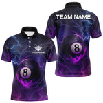 Blisscorners Personalized 3D Purple Billiard Jerseys For Men, Lightning 8 Ball Pool Billiard Team Shirts