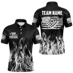 Blisscorners White Black Flaming American Flag Men Billiard Shirt Custom Patriotic Pool Player Billiard Jersey LM2206