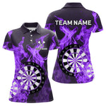 Blisscorners Purple Flaming Dartboard Darts Polo & Quarter Zip Custom Dart Shirts For Men Team Dart Jerseys MT2306