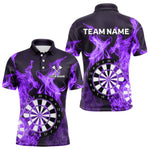 Blisscorners Purple Flaming Dartboard Darts Polo & Quarter Zip Custom Dart Shirts For Men Team Dart Jerseys MT2306