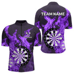 Blisscorners Purple Flaming Dartboard Darts Polo & Quarter Zip Custom Dart Shirts For Men Team Dart Jerseys MT2306
