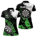Blisscorners Retro Black Green Grunge Pattern Darts Polo, Quarter Zip Custom MenDart Shirt Team Dart Jersey