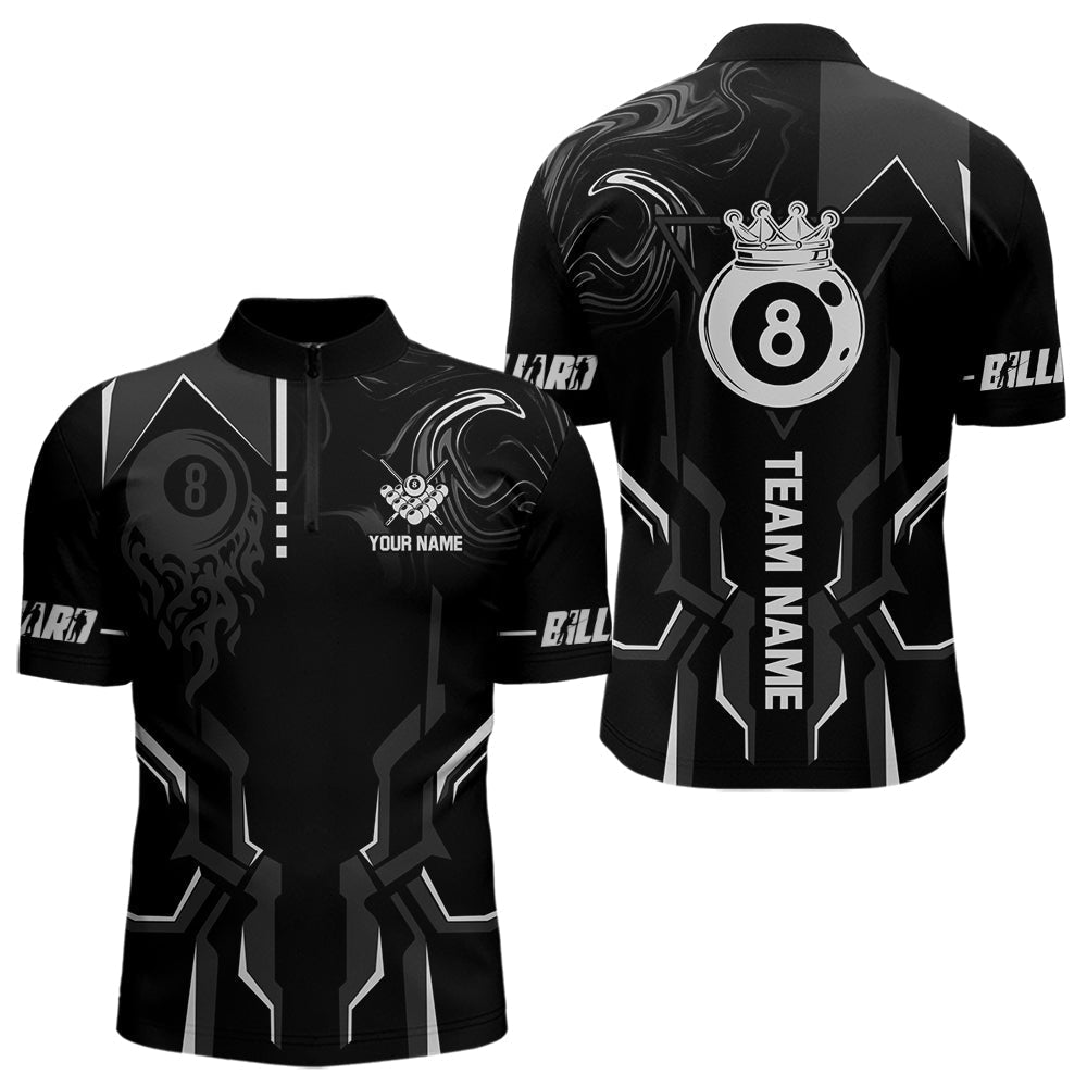 Blisscorners Customized 8 Ball Pool Crown Wmen Billiard Shirt, White And Black Billiard Team Shirt, Pool Jersey