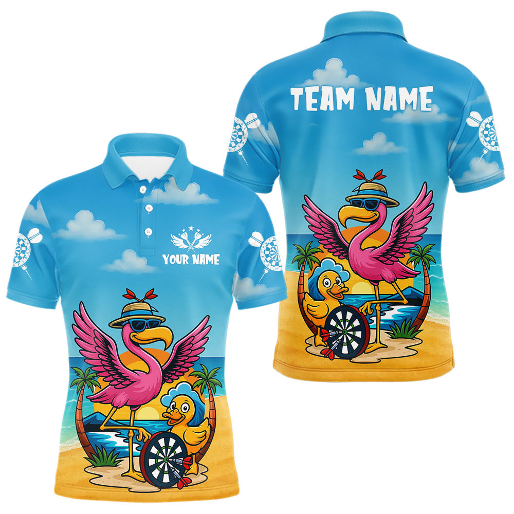 Blisscorners Personalized Funny Tropical Flamingo Darts Shirt For Men Custom Darts Jersey Outfit, Darts Gifts MT1607