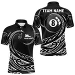 Blisscorners Black White 8 Ball Pool Tribal Billiard Shirt For Men Custom Billiard Team Jersey Polo & 1/4 Zip MT707