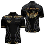 Blisscorners Black And Gold Dartboard Crown Wings Custom Darts Shirt For Men, Darts Team Jerseys Polo & 1/4 Zip LM2007