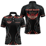 Blisscorners Black And Red Dartboard Crown Wings Custom Darts Shirt For Men, Darts Team Jerseys Polo & 1/4 Zip LM2007