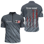 Blisscorners Personalized Billiard US Flag 9 Ball Pool Shirt For Men, Billiard Team Jersey Polo & 1/4 Zip LM2007