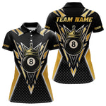 Blisscorners Customized 8 Ball Pool Crown Billiard Shirts, Gold And Black Billiard Team Shirts, Pool Jersey
