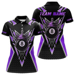 Blisscorners Customized 8 Ball Pool Crown Women Billiard Shirt, Black And Purple Billiard Team Shirt, Pool Jersey