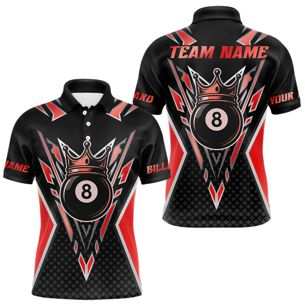 Blisscorners Customized 8 Ball Pool Crown Billiard Shirts, Red And Black Billiard Team Shirts, Pool Jersey