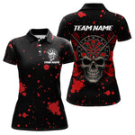 Blisscorners Black And Red Paint Skull Dart Shirts For Men Custom Dart Jerseys, Darts Team Shirt Polo & 1/4 Zip LM1625