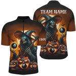 Blisscorners Death Skeleton & Pumpkin With 8 Ball Pool Billiard Jerseys, Funny Halloween Billiard Shirts