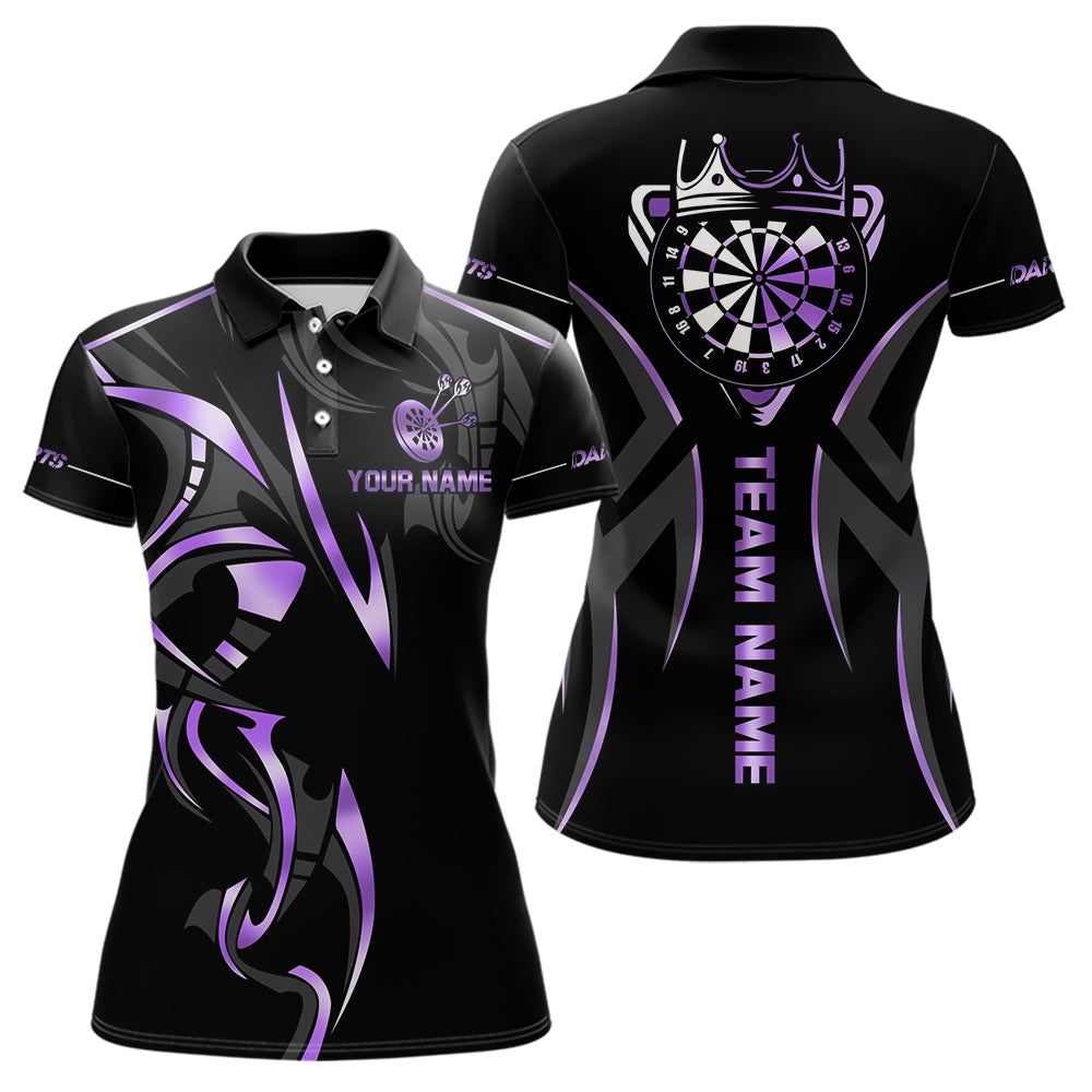 Blisscorners Black And Purple Dartboard Crown Dart Shirts For Women Custom Dart Jersey Team Polo & Quarter Zip