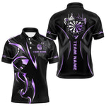 Blisscorners Black And Purple Dartboard Crown Dart Shirts For Women Custom Dart Jersey Team Polo & Quarter Zip