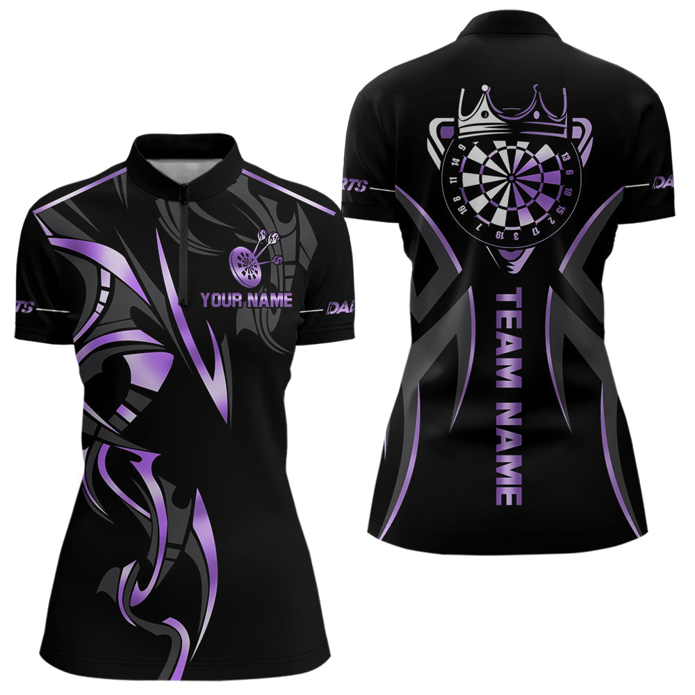 Blisscorners Black And Purple Dartboard Crown Dart Shirts For Women Custom Dart Jersey Team Polo & Quarter Zip