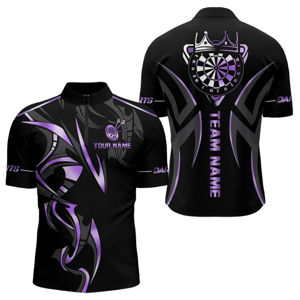 Blisscorners Black And Purple Dartboard Crown Dart Shirts For Women Custom Dart Jersey Team Polo & Quarter Zip