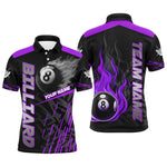 Blisscorners Purple 8 Ball Pool Flame 3D Billiard Shirts For Men Billiard League Jersey Custom Pool Team Shirts