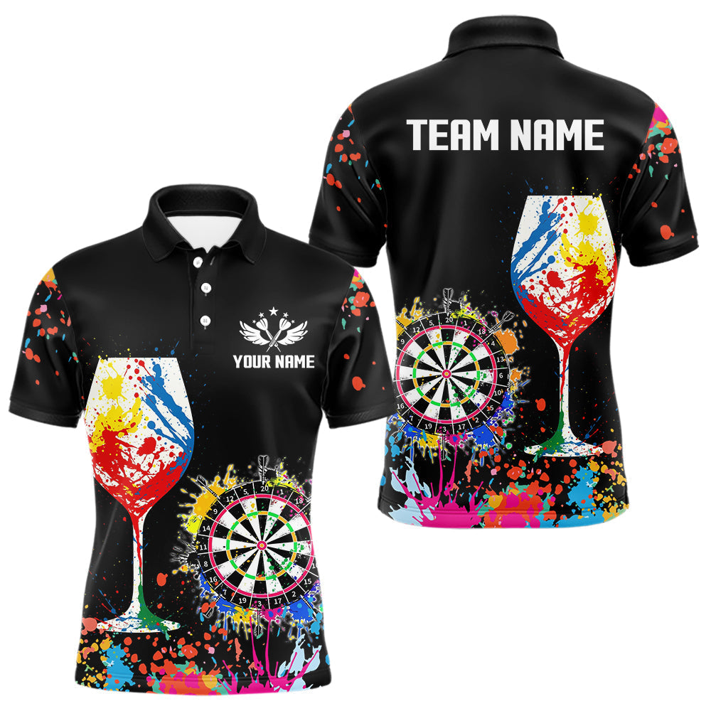 Blisscorners Personalized Colorful Splash Dart Shirts For Men, Funny Wine Glass Custom Darts Jersey Outfit LM1625