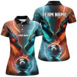 Blisscorners Custom Orange Cyan Fire 3D Dragon 8 Ball Pool Billiard Shirts, Team League Billiard Jerseys