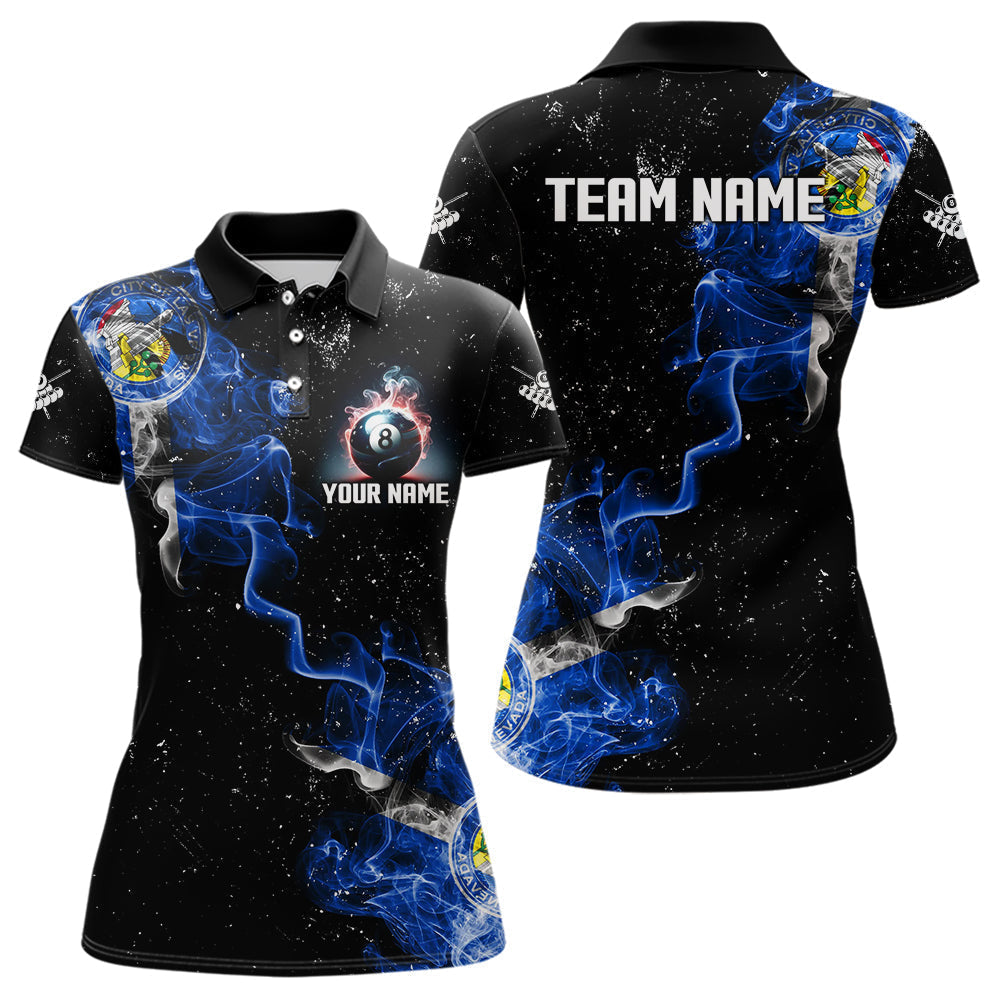 Maxxcorners Personalized Grunge Las Vegas Flag Smoke Billiard Shirt For Men Custom 8 Ball Pool Team Jerseys MT0307