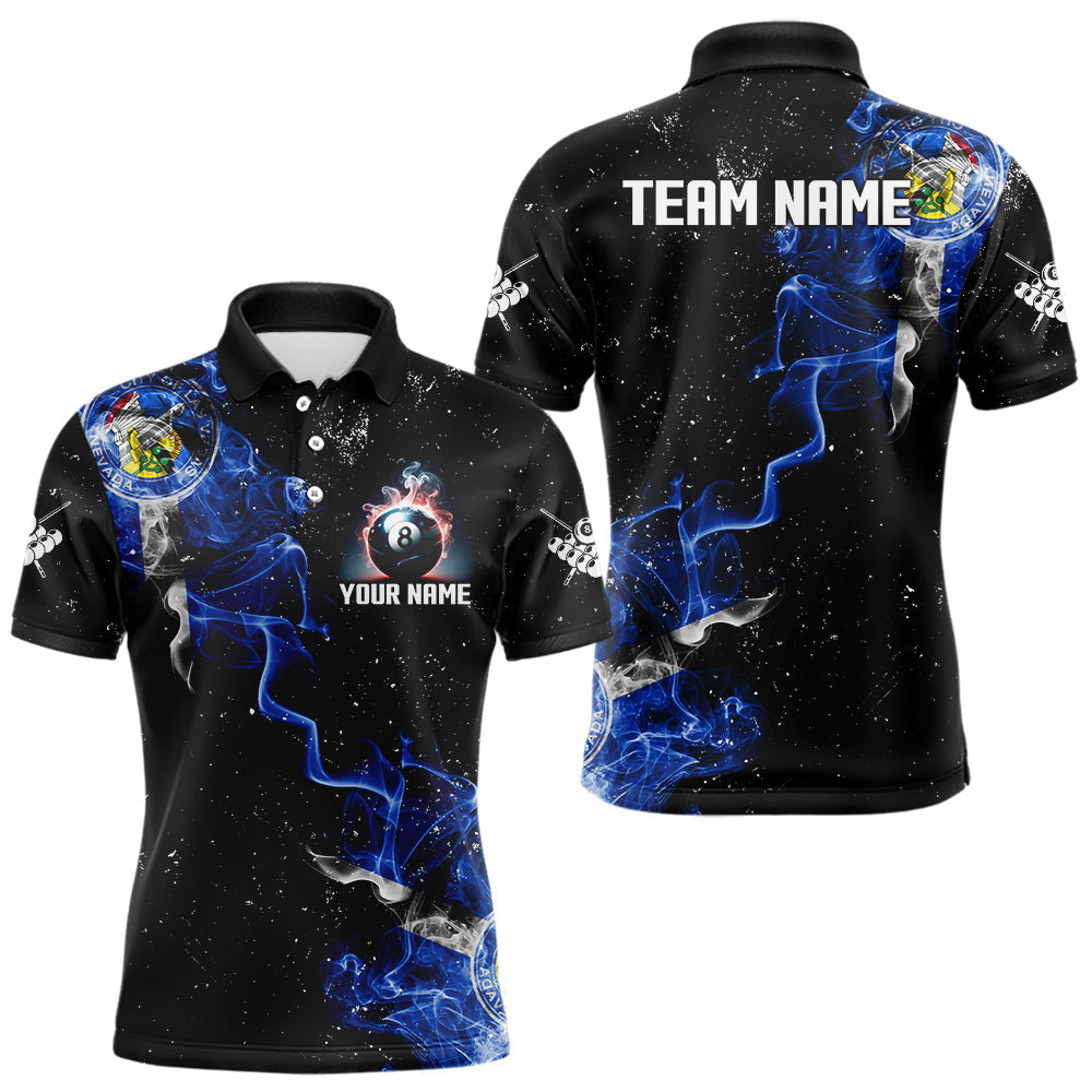 Maxxcorners Personalized Grunge Las Vegas Flag Smoke Billiard Shirt For Men Custom 8 Ball Pool Team Jerseys MT0307