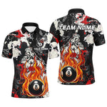 Blisscorners Flame 8 Ball Pool Abstract Smoke Pattern Custom Billiard Shirts, Grunge Billiard Jerseys |Red
