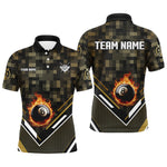 Blisscorners Customized Yellow 8 Ball Fire Tech Camo Pattern Billiard Sport Jerseys For Men Billiard Team Shirts