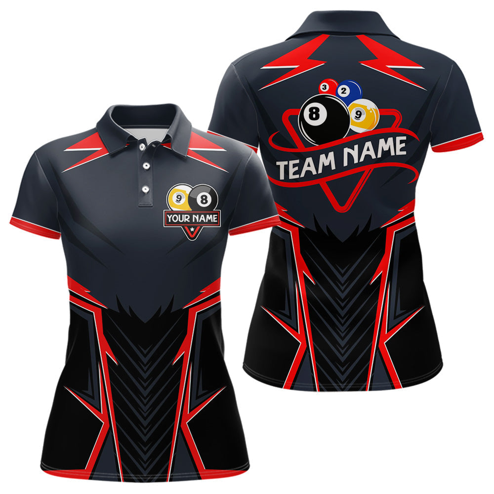 Blisscorners Billiard Jerseys For Women  & Men Custom Polo & 1/4 Zip Billiard Team Shirt, 8 Ball & 9 Ball Pool Shirt|Red