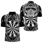 Blisscorners Darts Personalized Grunge Grey Pixel Camo Dart Shirts For Men, Dart Jerseys Team Polo & Quarter Zip