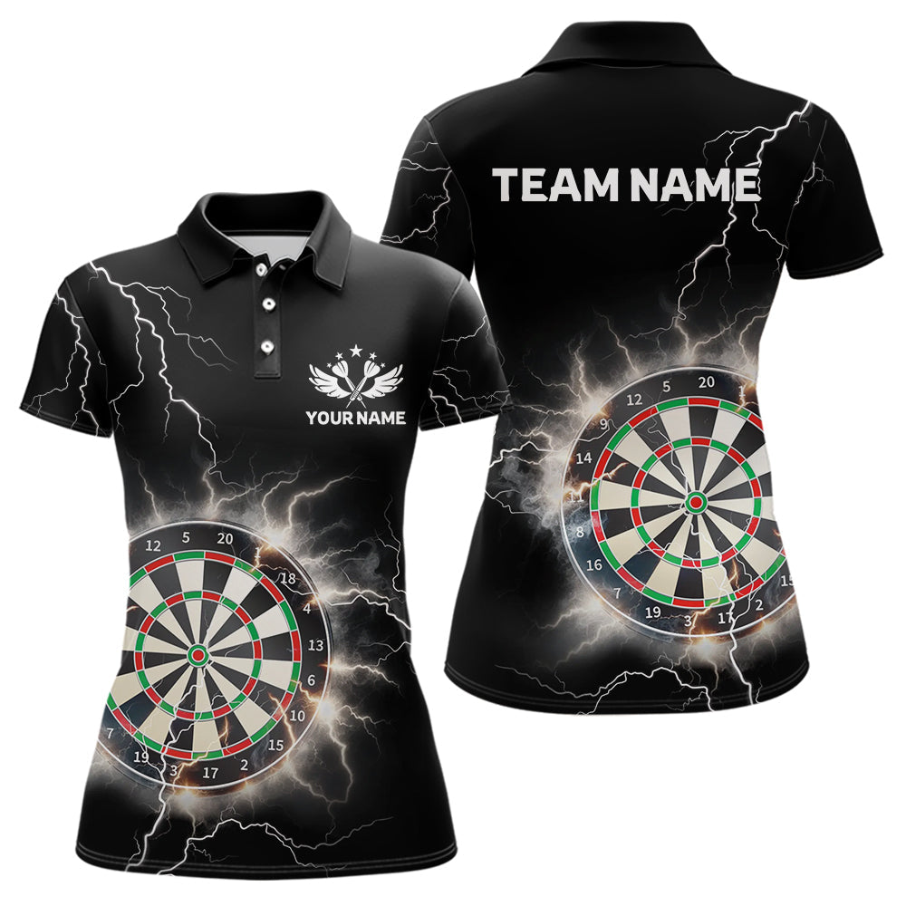 Blisscorners Custom Dartboard Thunder Lightning Dart Shirts For Men | Darts Polo & 1/4 Zip Team Jerseys