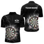 Blisscorners Custom Dartboard Thunder Lightning Dart Shirts For Men | Darts Polo & 1/4 Zip Team Jerseys