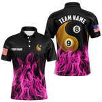 Maxxcorners Pink Flaming Ying And Yang 8 Ball & 9 Ball Billiard Shirt For Men Custom Pool Billiard Jersey MT0307