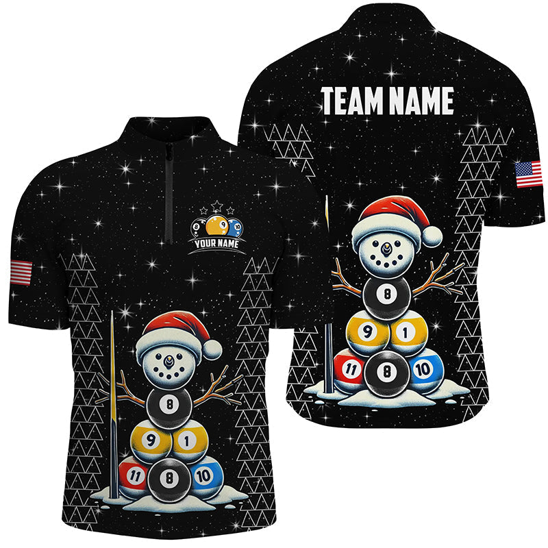 Blisscorners Custom Galaxy Funny Snow Billiard Balls Christmas Pool Shirts For Men, Xmas Billiard Shirts Jerseys
