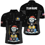Blisscorners Custom Galaxy Funny Snow Billiard Balls Christmas Pool Shirts For Men, Xmas Billiard Shirts Jerseys