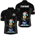 Blisscorners Custom Galaxy Christmas Billiard 8 Ball 9 Ball & 10 Ball Shirts For Men Funny Xmas Billiard Jerseys