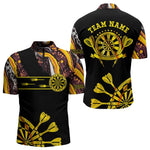 Blisscorners Yellow Golden Darts Tie Dye Polo & Quarter Zip Custom Dart Shirts For Men Glowing Dart Jerseys