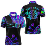 Blisscorners Neon Purple Blue Tie Dye Darts Shirt With Pocket For Men Custom Dart Jersey MT2306