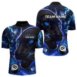 Blisscorners Personalized Blue 8 Ball Pool Panther 3D Billiard Shirts For Men, Team League Billiard Jerseys