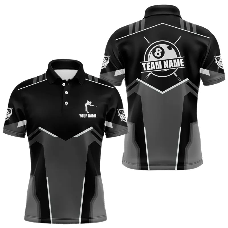 Blisscorners Billiard Jerseys For Men Custom Polo & Quarter-Zip Billiard Shirts, Team Pooler Short Sleeve |White