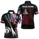 Blisscorners Personalized US Flag Smoke 8 Ball Pool Billiard Shirt For Men Custom Patriotic Billiard Team Jersey