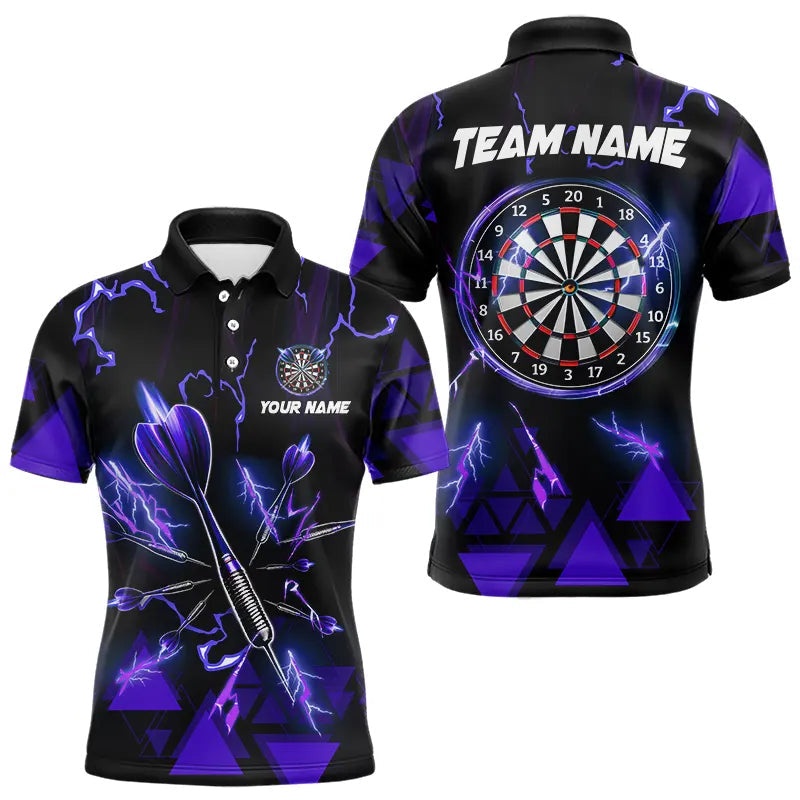 Blisscorners Blue Darts Arrow Thunder Lightning Dart Shirts For Men Custom Dart Team Jerseys Polo & 1/4 Zip